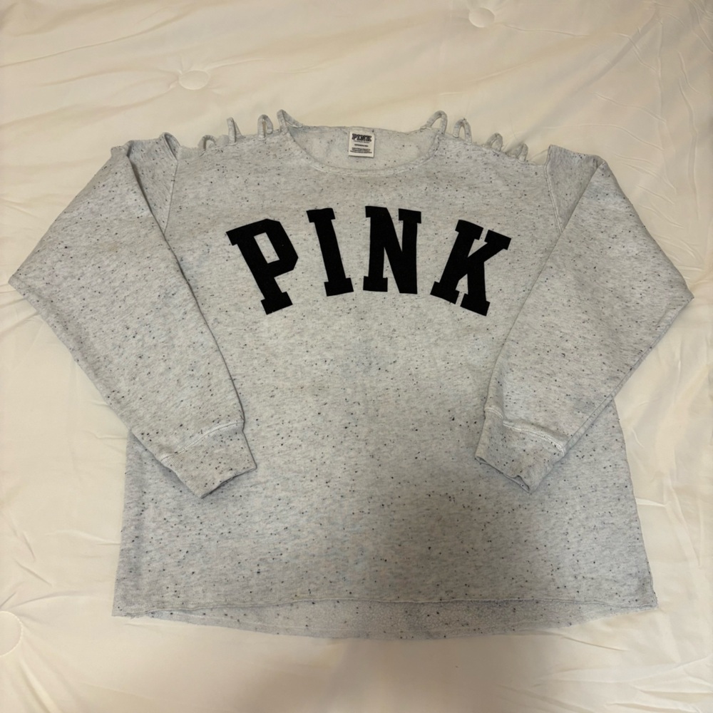 PINK Victoria’s Secret Cut-Out Shoulder Sweatshirt Women’s Size Small Speckled